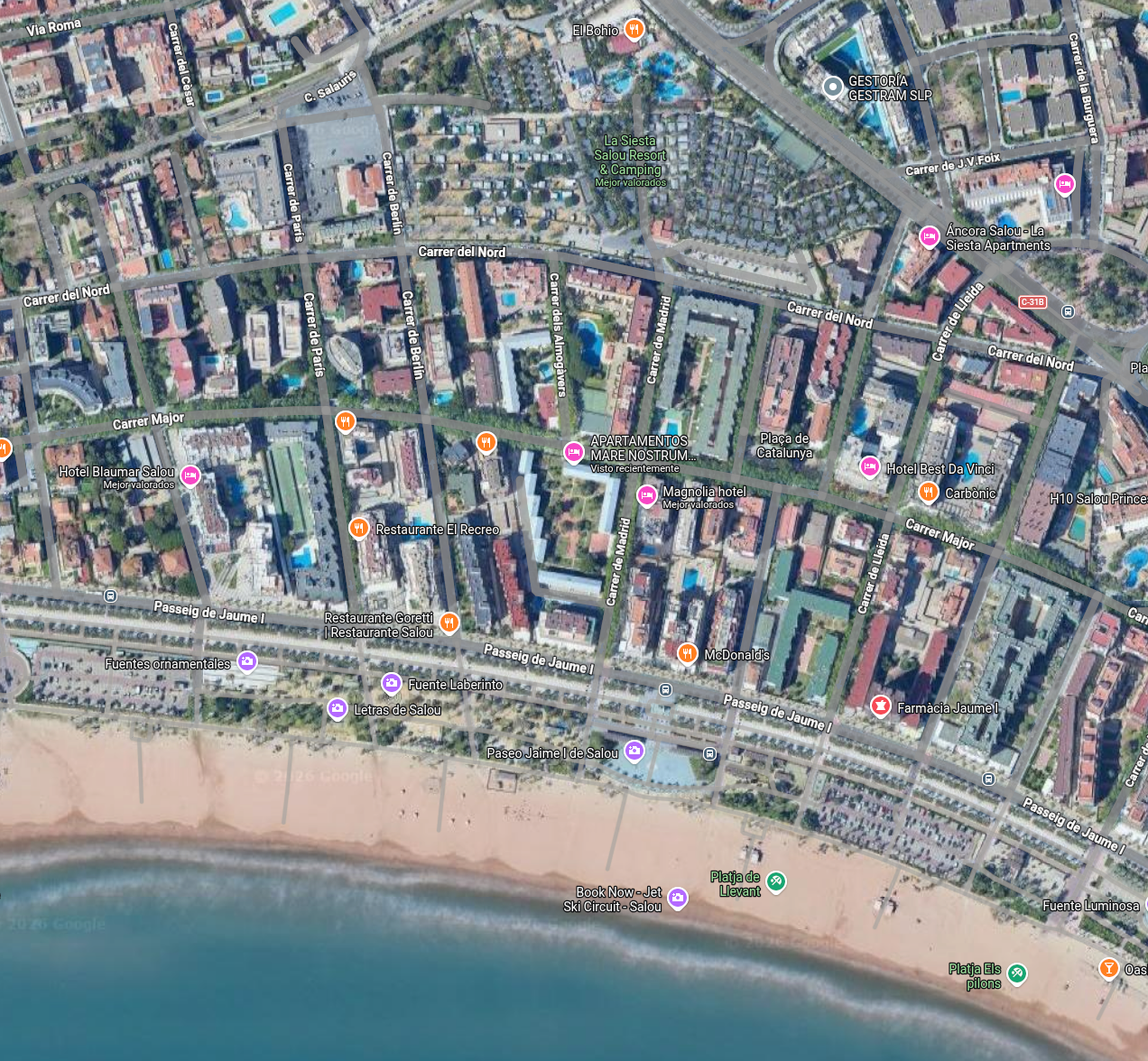 Mare Nostrum apartamentuen kokapena Salou-n — sakatu Google Maps-en irekitzeko